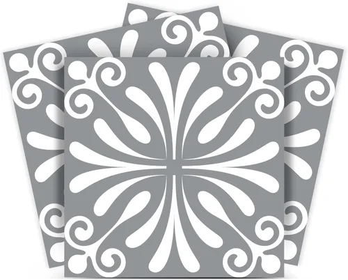 Mi Alma Calcomanías de azulejos en blanco y negro – Calcomanías de azulejos para despegar y pegar, juego de 24 piezas, 5 x 5 pulgadas, calcomanías