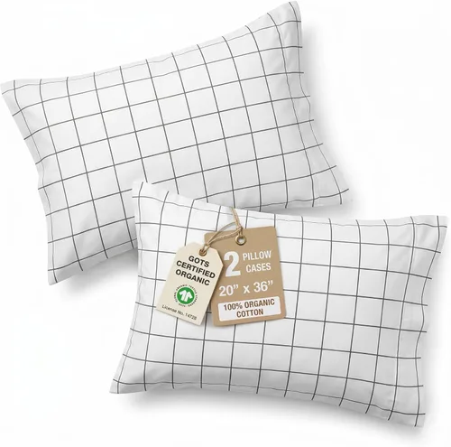 Miniatura 30 de Lane Linen - Juego de 2 fundas de almohada, 100% algodón orgánico puro, tamaño king, color amarillo claro/vainilla (20 x 36 pulgadas)