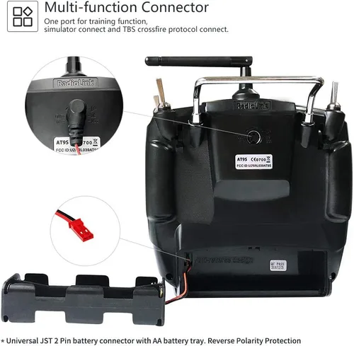Miniatura 8 de Radiolink AT9S Pro 10/12 Canales Transmisor y Receptor de Radio R9DS, Largo Alcance para Avión/Jet/Drone de Carrera FPV/Cuad/Camión RC Coche/Barco