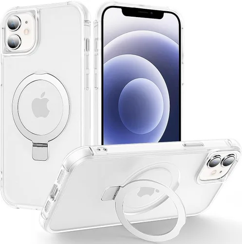 Miniatura 183 de CHAOFEnG Funda magnética compatible con iPhone 11 con soporte, prueba de caídas de grado militar, compatible con imán, anillo translúcido, parte