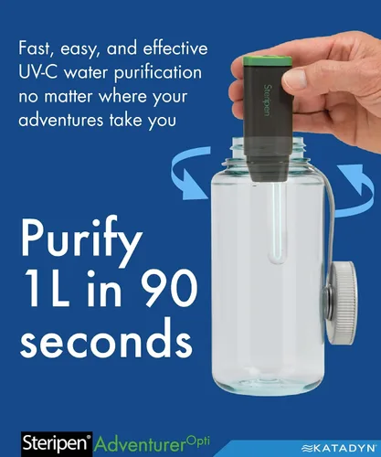 Miniatura 3 de SteriPen Adventurer Opti - Purificador de agua personal UV para camping, mochileros, preparación para emergencias y viajes, negro/verde, pequeño