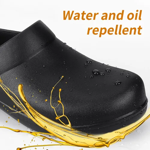 Miniatura 5 de Zapatos unisex antideslizantes para servicio de alimentos, impermeables, resistentes al aceite, zuecos de trabajo de cocina, cómodos zapatos