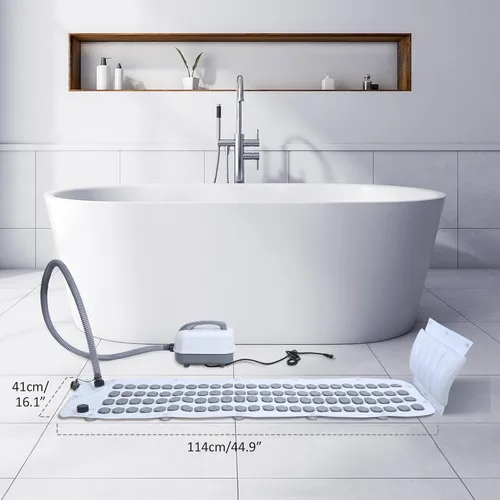 Miniatura 7 de Tapete de baño portátil de burbujas para spa, tapete de baño antideslizante de cuerpo completo con control remoto, almohada y bomba de aire