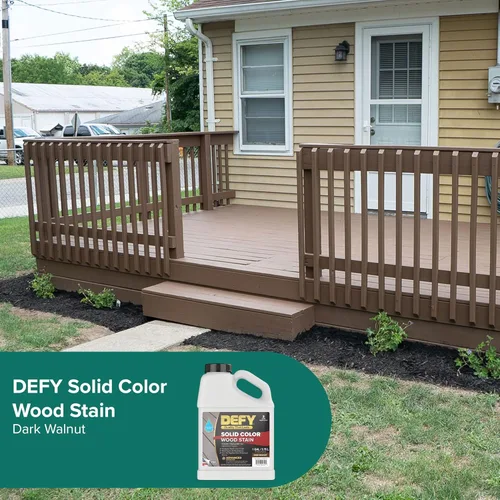 Miniatura 6 de DEFY Tinte de madera de color sólido DW-Solid – Resistente a los rayos UV, opaco, pintura exterior y valla – 1 galón Nogal oscuro