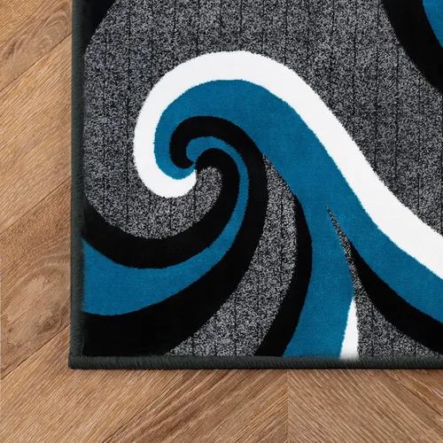 Miniatura 5 de Alfombra con diseño abstracto, color rojo, blanco y negro 0327, Polipropileno, Turquoise