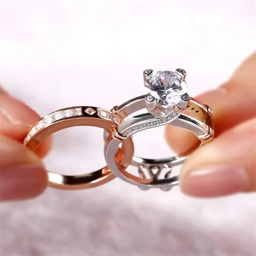 Miniatura 6 de Jeulia - Anillo de plata de ley con circonitas intercambiables para mujer, para boda, compromiso, aniversario