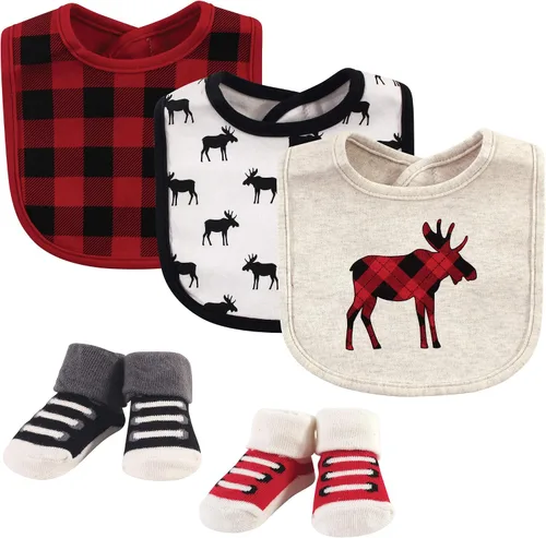 Miniatura 108 de Hudson Baby Conjunto de babero y calcetines unisex de algodón para bebé