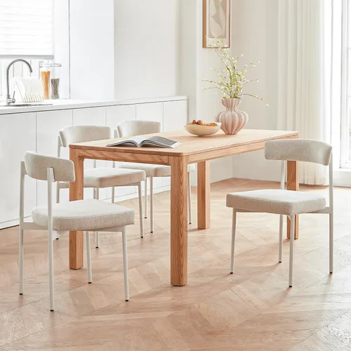 Miniatura 10 de GrandNoor Juego de 2 sillas de comedor de cuero sintético marrón, silla de cocina tapizada sin brazos, silla moderna de comedor con respaldo curvo