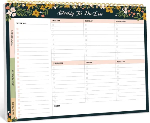 Miniatura 10 de Taja Bloc de notas semanal con 52 hojas sin fecha (8.5 x 11 pulgadas), planificador semanal de escritorio para mujeres y hombres, trabajo y hogar