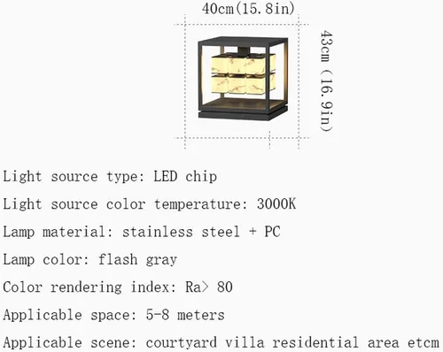 Miniatura 2 de Luces de poste para exteriores, lámpara de pilar clásica china de imitación de mármol, luz de pilar de puerta de mármol, lámpara de pie de casa