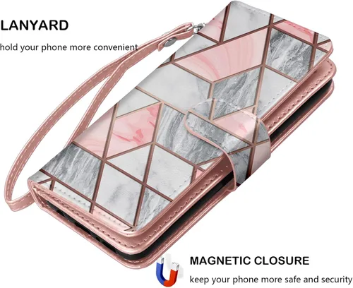 Miniatura 6 de Njjex Funda tipo cartera para iPhone XR, para iPhone XR, piel sintética [9 ranuras para tarjetas] Soporte de crédito de identificación [desmontable]