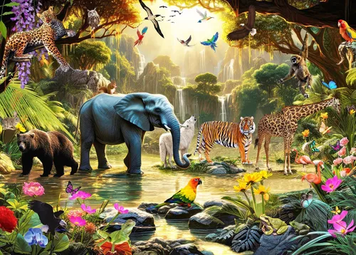 Miniatura 11 de Rompecabezas para adultos de 1000 piezas para adultos, rompecabezas de 1000 piezas, 1000 piezas, bosques coloridos, flores y plantas exóticas