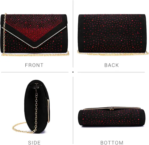 Miniatura 3 de Dasein Bolso de noche con diamantes de imitación para mujer, clutch de ante sintético, bolsos brillantes para fiestas formales, cóctel, boda, cartera