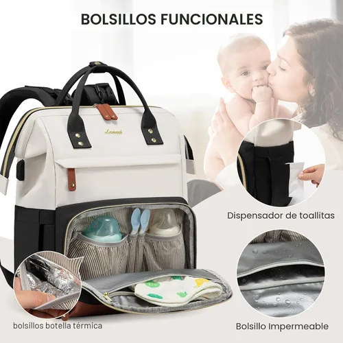 Miniatura 3 de LOVEVOOK Mochila para Pañales, Bolsa de Bebé con Estación de Cambio, Mochila Grande para Pañales para Mamá y Papás, Bolsa Impermeable para Mamá