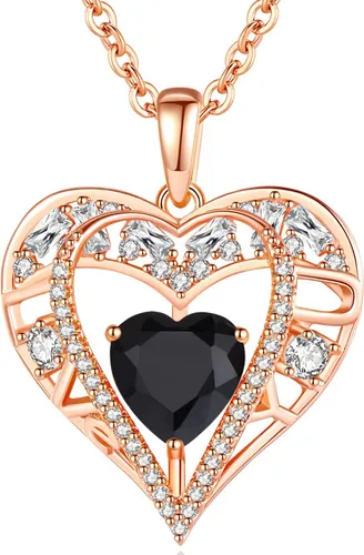 Miniatura 19 de Collar de cristal de 5 corazones, chapado en oro rosa de 18 quilates, colgante con cadena de plata de ley 925 de 18 + 2 pulgadas, joyería de piedra