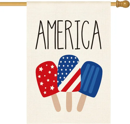 AVOIN colorlife Bandera de casa de paletas de estrellas y rayas estadounidenses de doble cara en el exterior, patriótica de Estados Unidos, 4 de