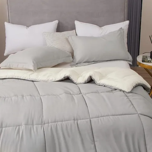 Miniatura 22 de EMME Bed-in-A-Bag - Juego de edredón de 5 piezas para cama Twin de microfibra cepillada y relleno de plumón sintético, suave y cómodo, lavable a 01
