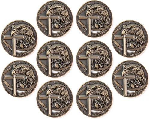 Moneda de desafío cristiano de águila calva americana chapada en color dorado antiguo, paquete de 10 unidades a granel, fuerza inspiradora y fe,