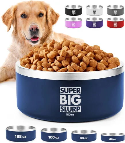 Miniatura 19 de Tuff Pupper Cuenco de acero inoxidable aislado resistente de 100 onzas para perros grandes, base antideslizante, apto para lavavajillas Rosa Punch