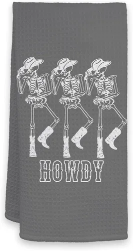 Miniatura 6 de HIWX Toallas de mano de Halloween, toallas de cocina de Halloween, diseño de esqueleto Howdy Preppy de Halloween, toallas de cocina decorativas