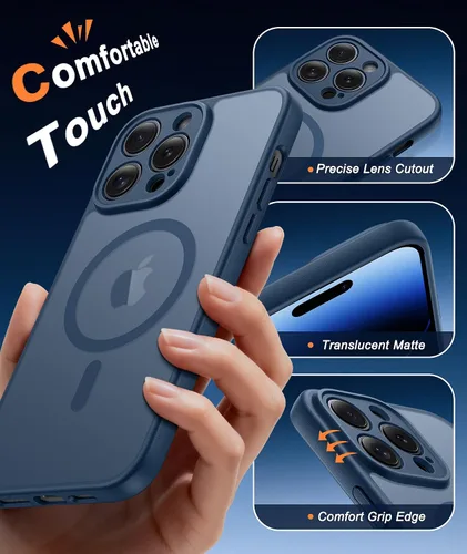 Miniatura 835 de FNTCASE Funda para iPhone 17 Pro: Fundas delgadas translúcidas de color azul claro compatibles con MagSafe, protección completa de la cámara