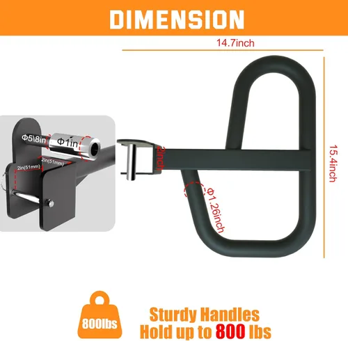 Miniatura 3 de Dip Bar Attachment for 2"x2" Squat Rack, Heavy Duty Power Rack Attachment with 5/8" or 1" Hole Para rack de alimentación de 2" x 2" con múltiples