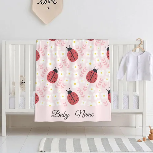 Miniatura 12 de Bonita manta de bebé de mariquita para niñas y niños, manta de felpa suave, para niños pequeños y recién nacidos, guardería, cochecito, cuna, regalo