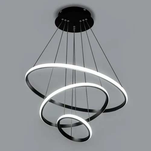 Miniatura 10 de Lámpara colgante LED moderna, lámpara de techo negra contemporánea con luces de anillo irregular para comedor, sala de estar, recámara, isla