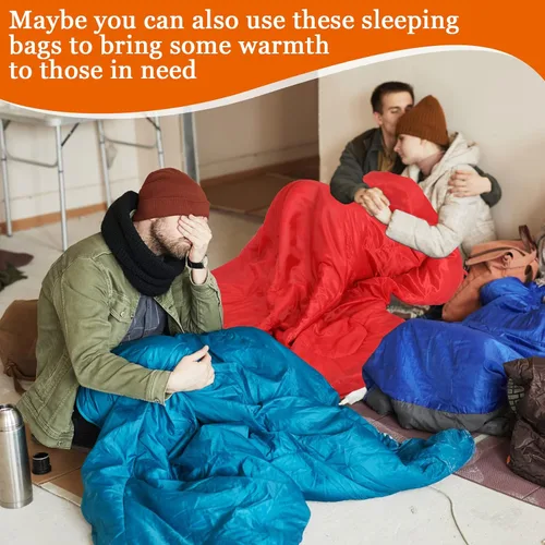 Miniatura 4 de Macarrie 10 Piezas Sacos de Dormir al Por Mayor para Donación a Personas Sin Hogar Refugio Adultos 0 Grados Sacos de Dormir Impermeables con Saco