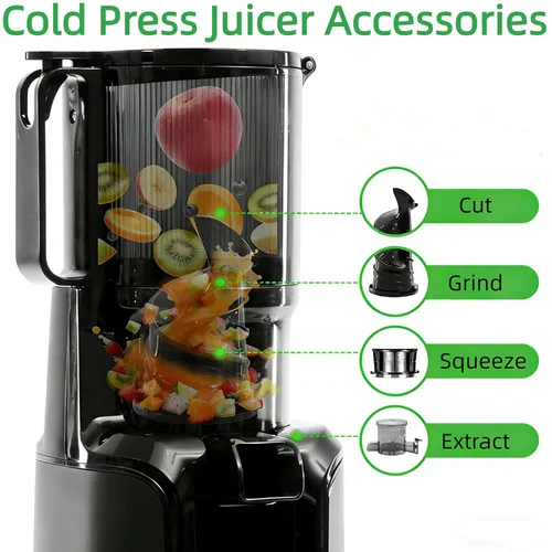 Miniatura 6 de Simple Deluxe Exprimidor de prensa en frío, exprimidor de masticación lenta con canal de alimentación ancho, alto rendimiento de jugo y libre de BPA