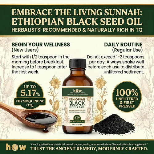 Miniatura 4 de Herbal Organic Works Aceite de semilla negra etíope de 4 onzas – Nigella Sativa prensado en frío Aceite de semilla de comino negro 100% puro sin
