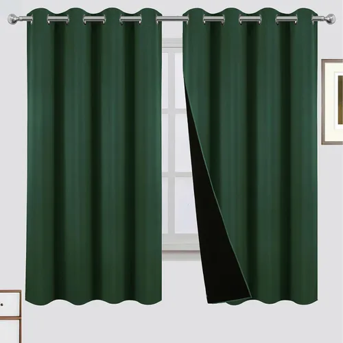 Miniatura 50 de LEMOMO Cortinas 100% opacas de 52 x 95 pulgadas, 2 paneles de oscurecimiento con aislamiento térmico para dormitorio Negro