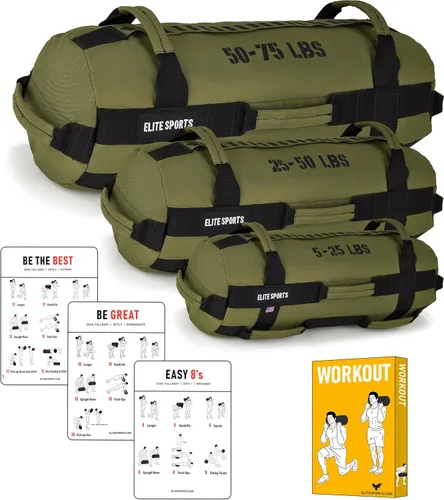 Miniatura 7 de Elite Sports Saco de Arena para Entrenamiento Versátil e Intensivo de Músculos del Core, Entrenamiento de Fuerza con Colocación Estratégica de Asas