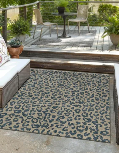 Miniatura 38 de Unique Loom Outdoor Safari Collection Alfombra de área - Leopardo (4 pies 1 pulgada x 6 pies 1 pulgada rectangular, gris claro/gris)