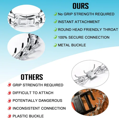 Miniatura 5 de MOZETO Collar de perro ajustable de acero inoxidable de liberación rápida con hebilla de metal para perros pequeños, medianos y grandes