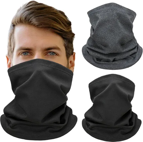 Miniatura 8 de Paquete de 2 calentadores de cuello de invierno y máscara facial de esquí para hombres y mujeres, polaina de cuello de forro polar para clima frío