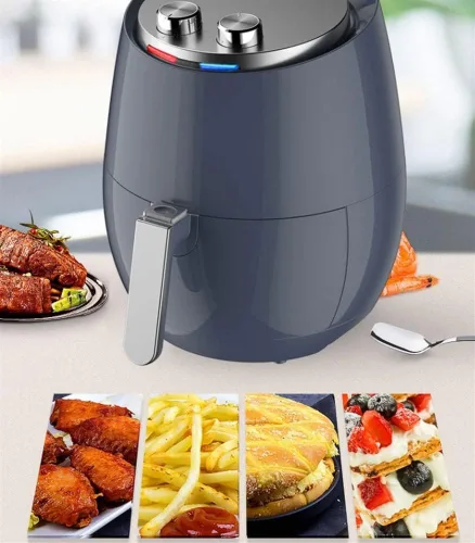 Miniatura 5 de Horno freidora de aire, freidora eléctrica de aire caliente, 1400 vatios, cocina con control de temperatura, apagado automático, sin BPA, cesta