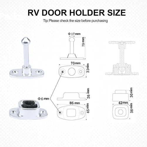 Miniatura 4 de Soporte para puerta de caravana y remolque, 3 pulgadas, cierre cerrado resistente, paquete de 2
