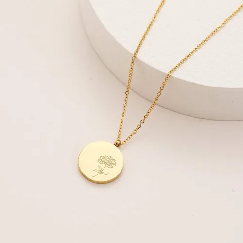 Miniatura 4 de FANCY SHINY Collar con colgante de acero inoxidable grabado para mujer regalo para ella