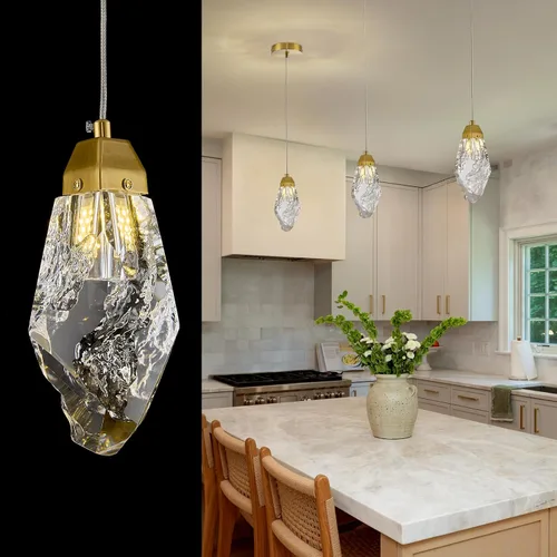 Miniatura 24 de Iluminación colgante negra, lámpara colgante moderna de cristal mini, juego de 3 candelabros ajustables para cocina, isla, comedor, dormitorio