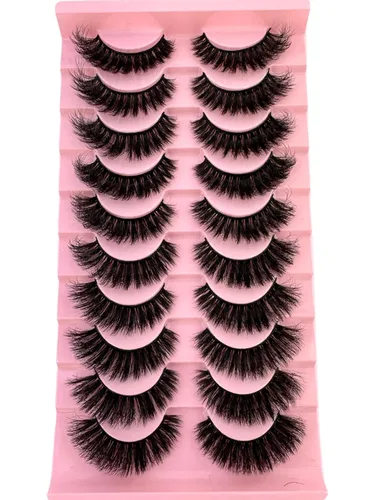 Miniatura 6 de 10 pares de pestañas postizas de visón 3D, hechas a mano, pestañas largas y finas, pestañas naturales para maquillaje de ojos (3-6)