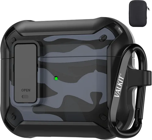 Miniatura 32 de Valkit Funda para Airpods para hombres con cerradura, funda de cuerpo completo con llavero para AirPods de Apple a prueba de golpes, funda