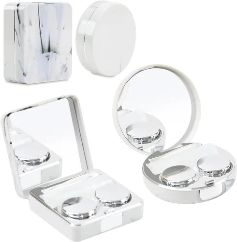 Miniatura 15 de Estuche 2 en 1 para Lentes de Contacto y Anteojos para Mujeres, Hombres y Niños, Estuche Duro Portátil de Doble Cara para Anteojos de Viaje