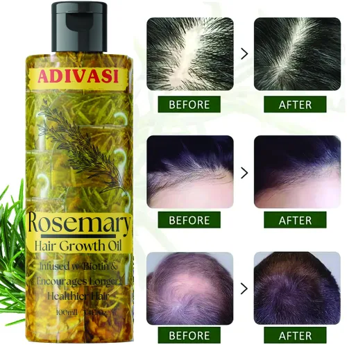 Miniatura 3 de BlueQueen Adivasi - Aceite natural puro para el cabello, hecho por Pure Adivasi, aceite indio para el cabello para hombres y mujeres, aceite bio