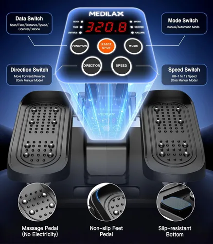 Miniatura 3 de Portable Under Desk Elliptical Machine with Wireless Remote. 12 Manual & 3 Automatic Speeds. Pedal Ellipse Leg Exerciser. Leg Exerciser While