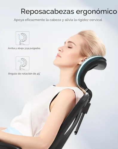 Miniatura 4 de Sihoo - Silla de oficina ergonómica, silla de escritorio con respaldo alto, reposacabezas ajustable con reposabrazos 2D, soporte lumbar y ruedas