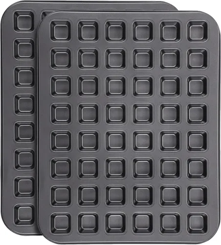 Miniatura 12 de Beasea Bandeja para brownie con divisores, 2 juegos de moldes cuadrados para cupcakes para brownies, 12 mini cavidades antiadherentes para hornear