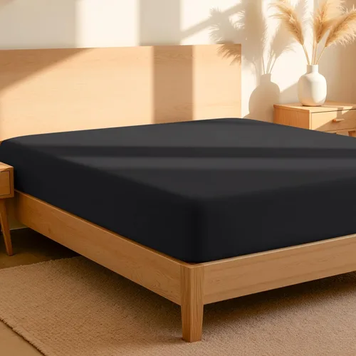 Miniatura 12 de Bare Home Sábana bajera ajustable 100 % algodón orgánico tamaño Queen, tejido de percal crujiente, ligera y transpirable, sábana bajera de bolsillo