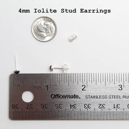 Miniatura 39 de Aretes de tuerca con piedras preciosas para mujeres y niñas, bisel redondo de 0.157 in de plata esterlina 925