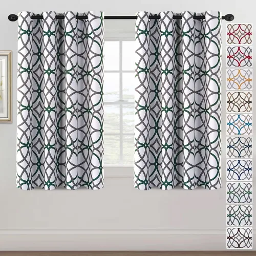 Miniatura 24 de H.VERSAILTEX Cortinas opacas con diseño impreso de 54 pulgadas de largo, juego de 2 paneles de cortinas con aislamiento térmico para dormitorio